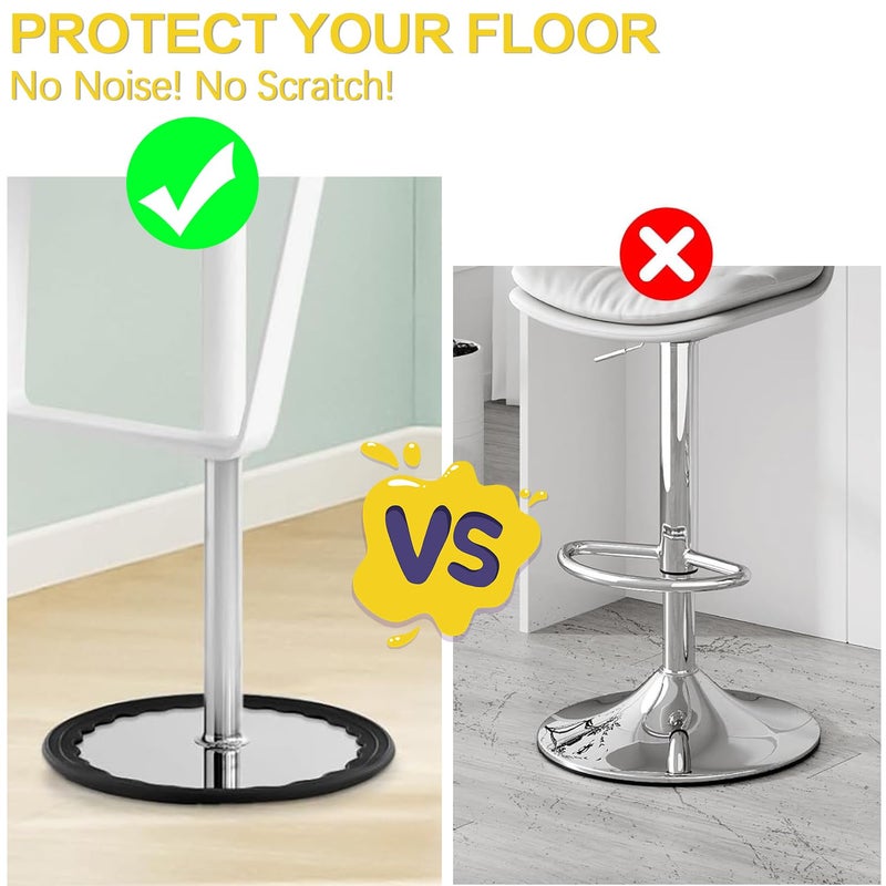Funvalley Surperfect 4 Pcs Bar Stool Leg Protectors Ring - Silicone Anti-Slip Stretchable Covers for 14.5""-16.5"" Round Base  No Noise & Scratch Proof Chair Foot Pads for Wooden Floors & Hard Surfaces (Black) - Image 5